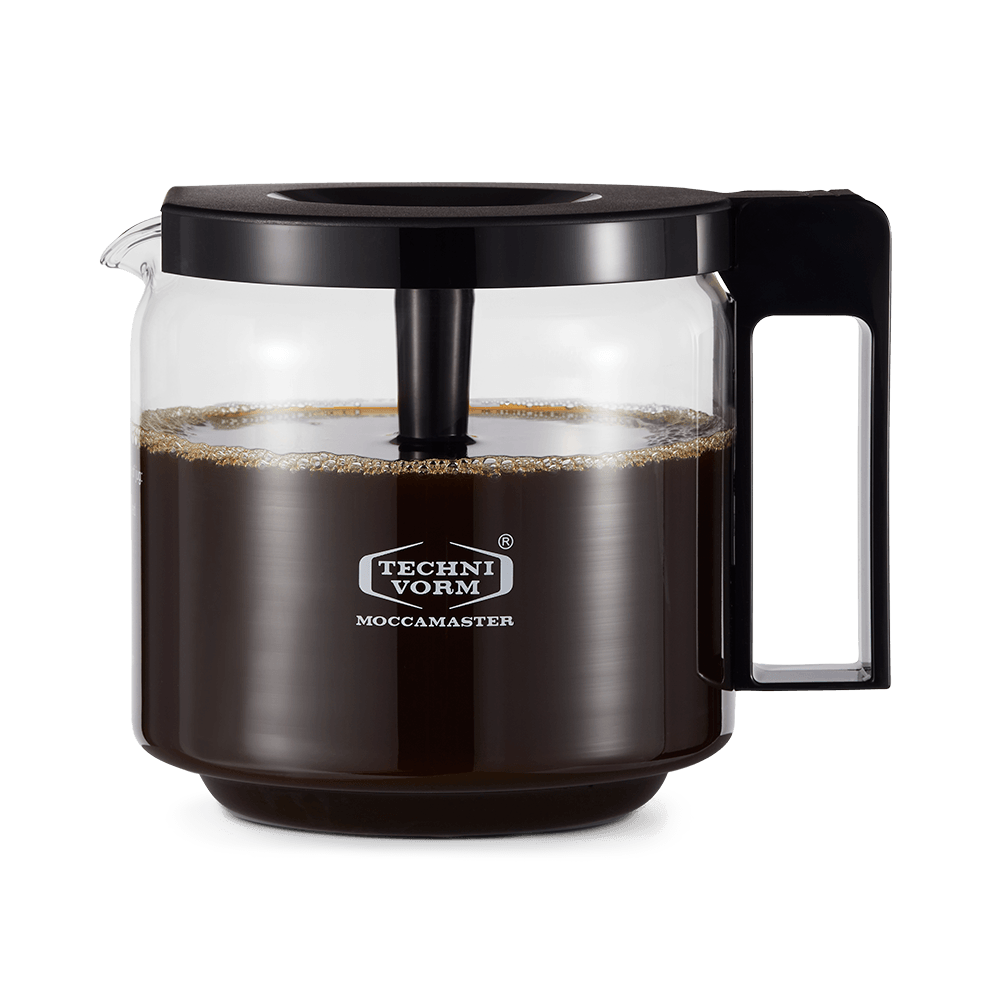 A 1.25 liter glass carafe for KBGV Select, KBG, CD, CDG Moccamaster coffee brewers.