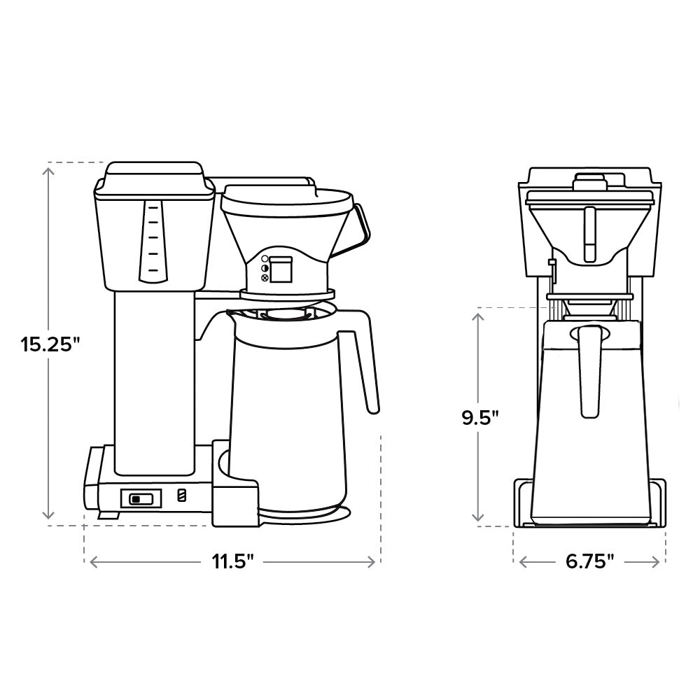 Moccamaster KBT Brewer Measurement Guide