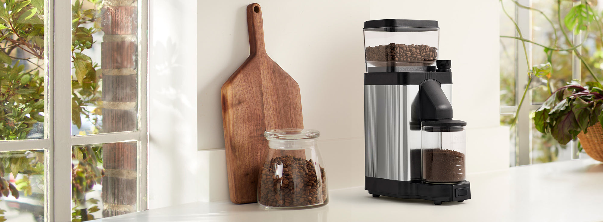 Moccamaster coffee grinder in kitchen