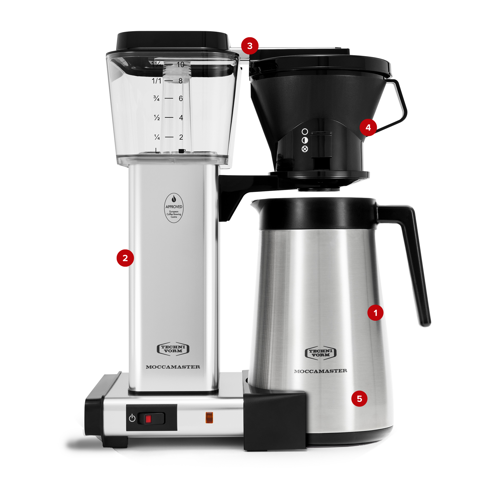 KBT Manual-Adjust Drip-Stop 40oz Coffee Maker - Black, Thermal Carafe, Moccamaster