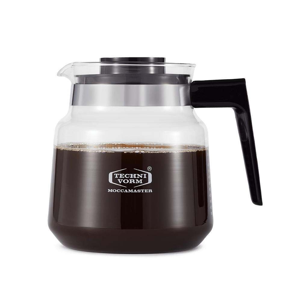 Glass coffee carafe for a Moccamaster K coffee brewer.
