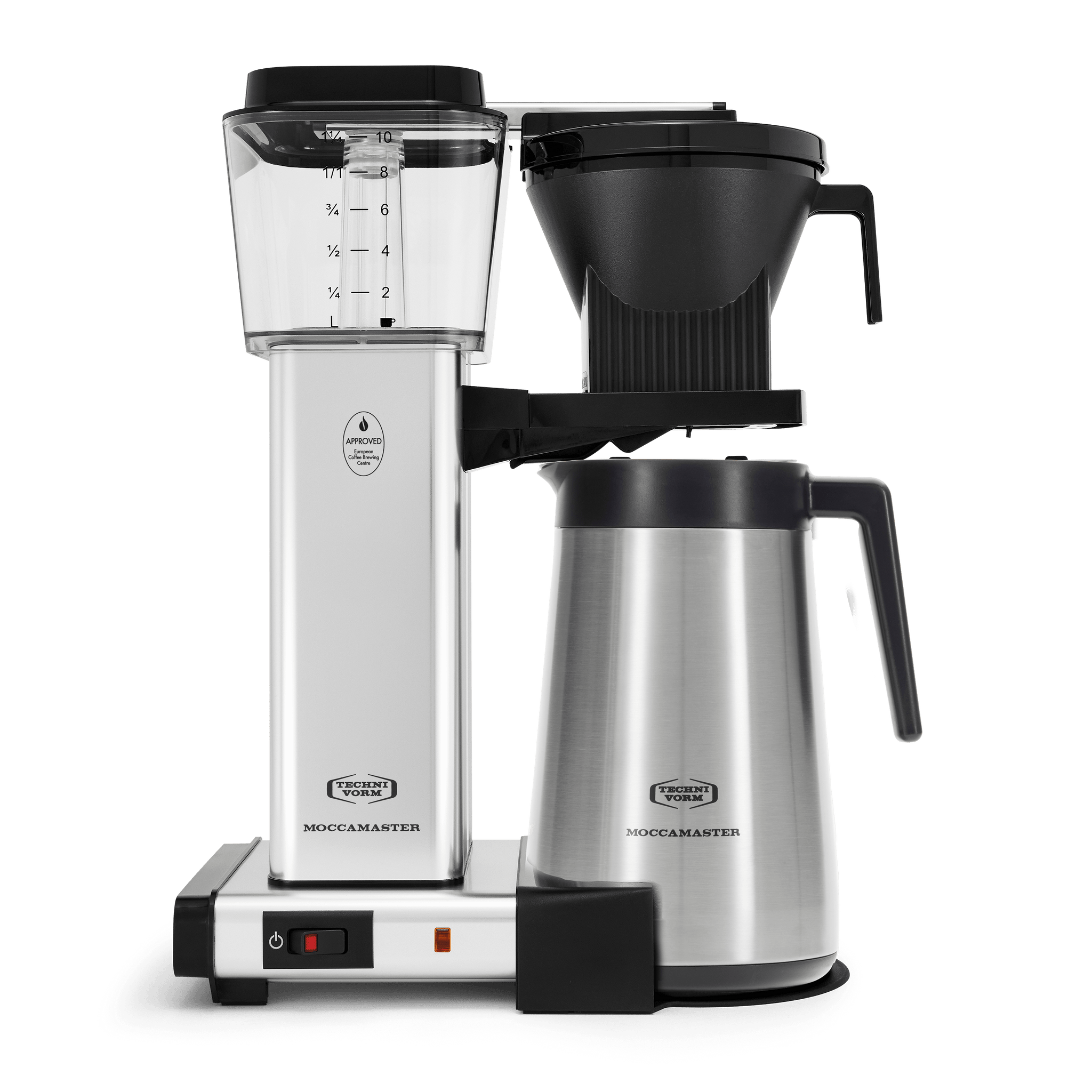 Wolf Gourmet - 10-Cup Coffee Maker with Water Filtration - Stainless Steel/Red Knob